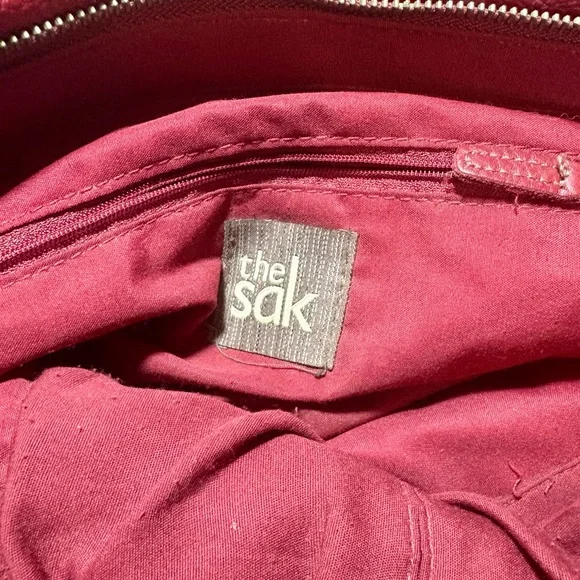 THE SAK Punch Red Pebbled Leather Tote Shoulder Bag - Picture 6 of 10